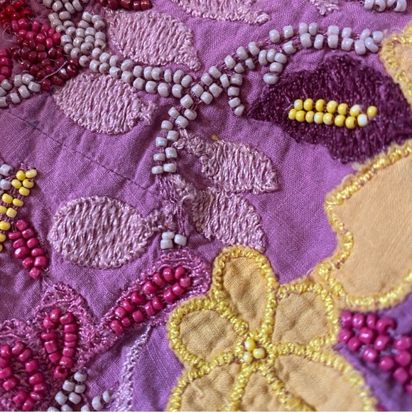 Anthropologie Maeve Embroidered Mini Dress US Size 2 Beaded Floral Open Back - Picture 5 of 16